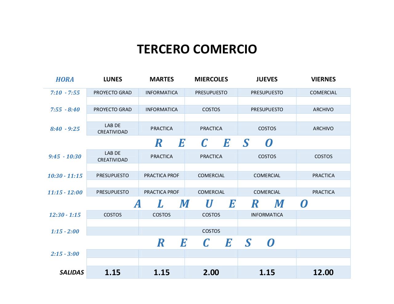 Vista previa del documento Horario de Tercero Comercio.pdf - página 1/1